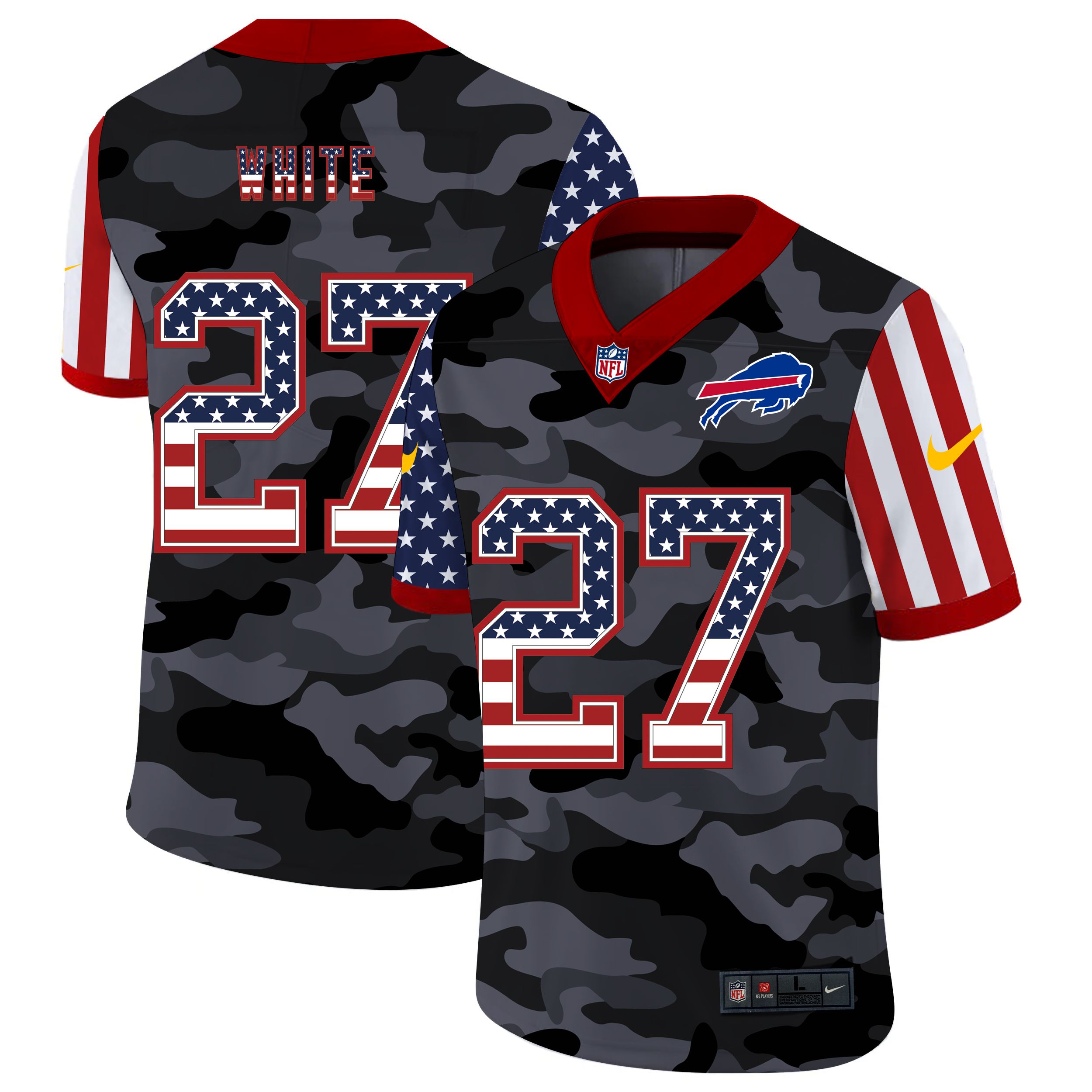 Men Buffalo Bills #27 White 2020 Nike USA Camo Salute to Service Limited NFL Jerseys